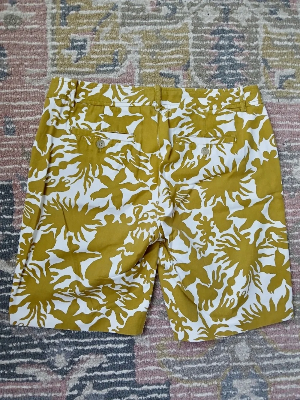 J. Crew City Fit Chino Shorts size 6 mustard yellow tropical print